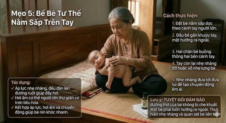 Để bé ở tư thế nằm sấp